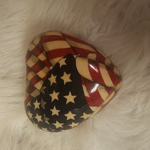 AMERICAN FLAG HEART TRINKET BOX
